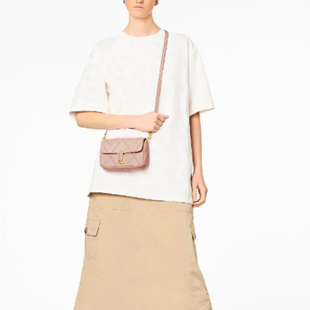 NWT! New Marc Jacobs J Marc Shoulder Bag - Mini Quilted Lambskin Nude Pink